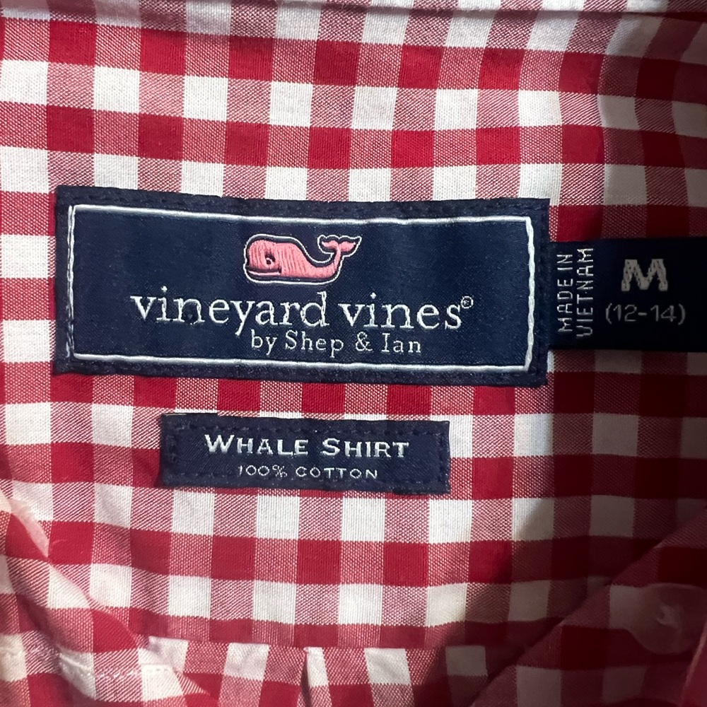 Vineyard Vine kids Red Checkered Shirt size medium 12-14 - Picture 3 of 5